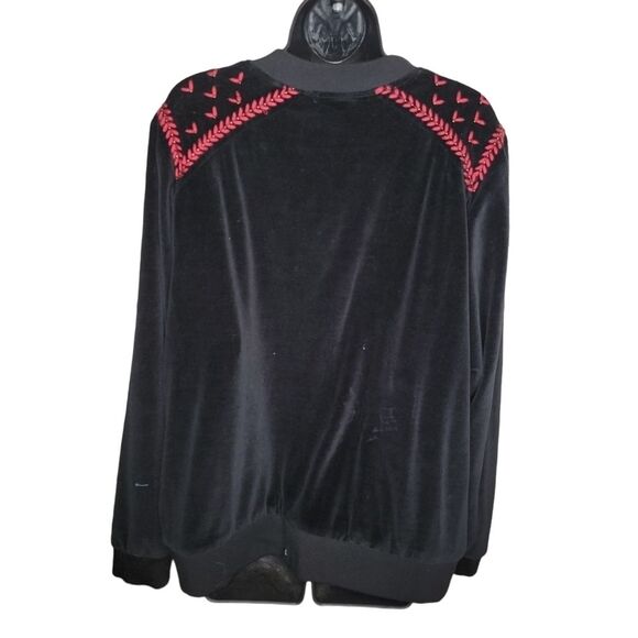 TORRID Black Velour Velvet Floral Embroidered Beaded Bomber Jacket 4/4x - Picture 3 of 8